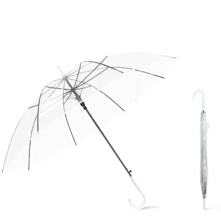 Factory Direct Sales Transparent Clear Automatic Open Straight Folding Sun Rain Umbrella For Promotional