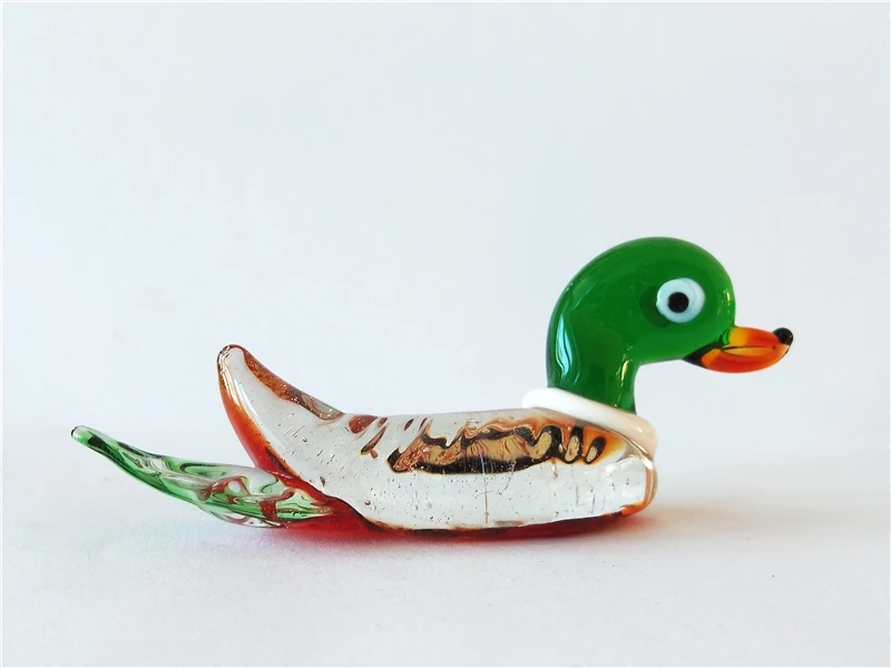 
Cute colorful handmade murano glass duck glass animal figurine 