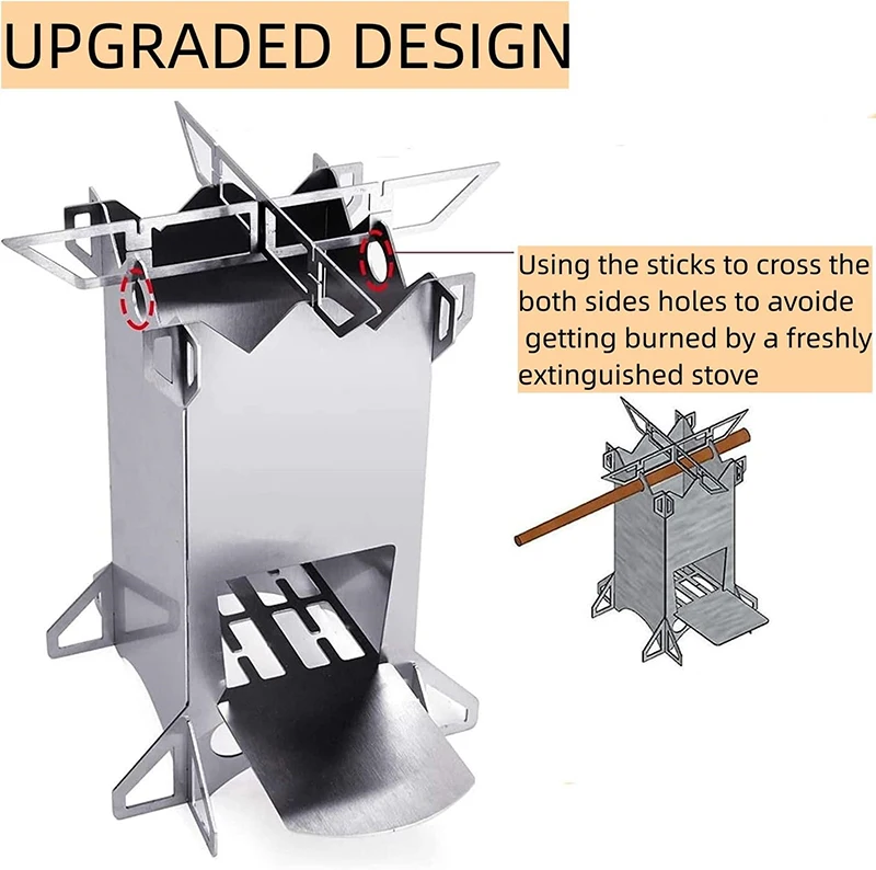 Portable Stainless Steel Folding Outdoor Camping Equipment Backpacking Rocket Wood burning Stove