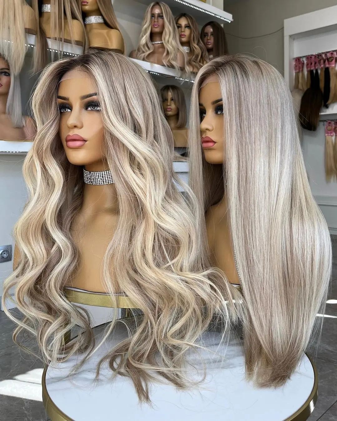 Kingdom Wholesale Price 100% Remy European Human Hair Jewish Kosher Wig Pale Platinum Balayage Color Lace Front Wigs For Women