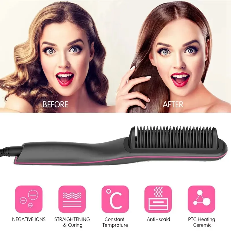 New hair straightener Hot comb anti-ironing ceramic curler Multi-speed electric hair straightener brush for both men and women