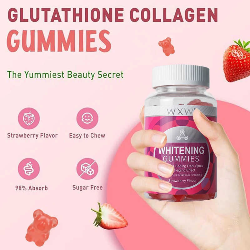 Stock WXW Whitening Gummies Reduce Fine Lines And Wrinkles Biotin Keratin Whitening Gummies