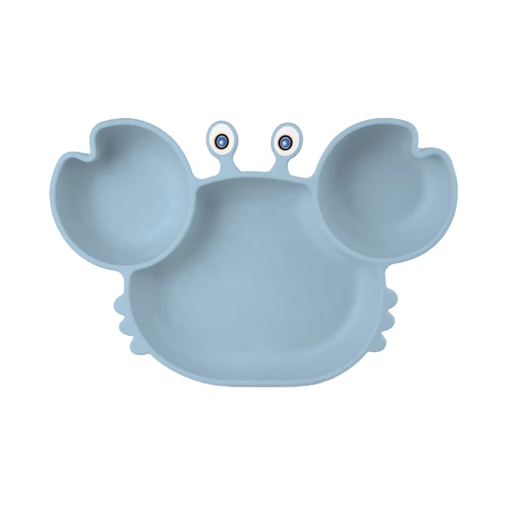 Customized Silicon Baby Plate Silicone BPA Free Microwave Friendly Support Silicone Suction Plate Crab