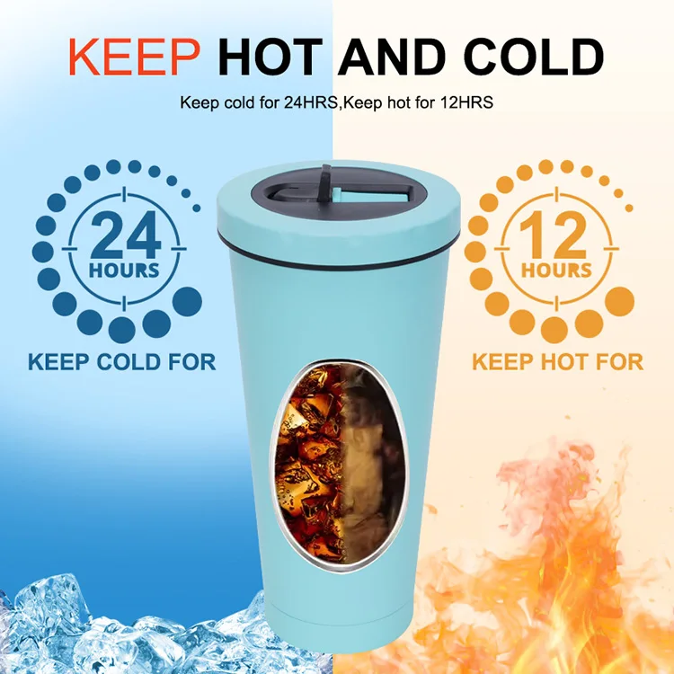 Gint  25oz Double wall vacuum insulated stainless steel cup big capacity travel mug with straw