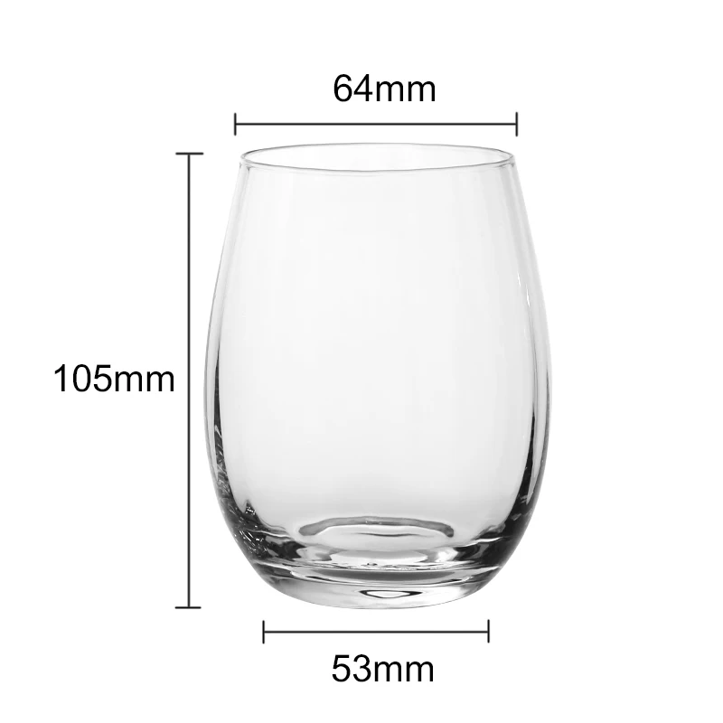 Factory wholesale customization 380ml stemless ine glass cup Electroplate wine glass Stemless glass Wine Cup