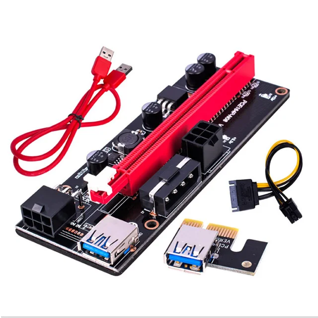 
VER009S PCI-E Express Riser 6pin 1x to 16x Card Extender USB 3.0 PCIE Power GPU Cable Adapter VER009S 