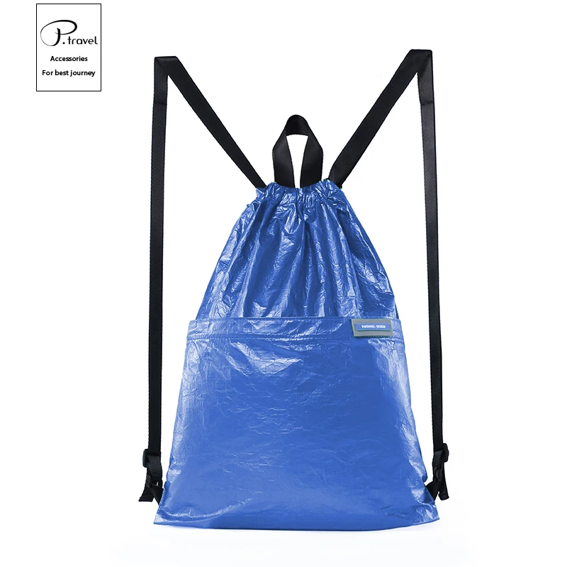 Whole Tyvek Drawstring Backpack Durable Fashion Sport Gym Bag with Nylon Lining Waterproof Polyester Pouch Hiking