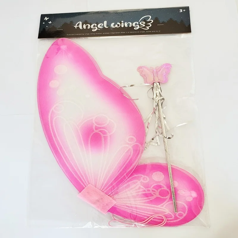 Pink Feathered Butterfly Cute Glitter Gauze Butterfly Set World Role Play Enjoyful Creative Decorations