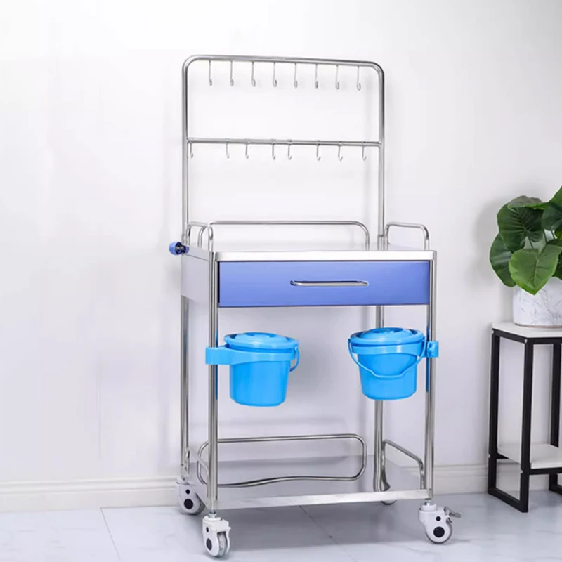 Cheap Hospital ABS Clinic Infusion Treatment Cart Trolley Crash Cart Medical trolley with 1 drawer and infusion shelf