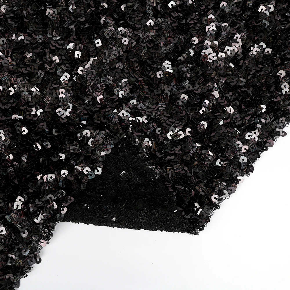 2022 Newest High Quality 100% Polyester Square Sequin Embroidered Fabric For Evening Dress and Wedding