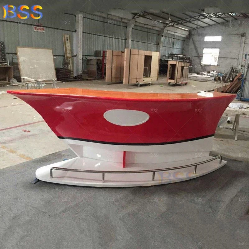 Ship Night Club Bar Counter Price Modern Style Contemporary Quality Red Boat Shape Marble Wood Small Night Club Counter Bar