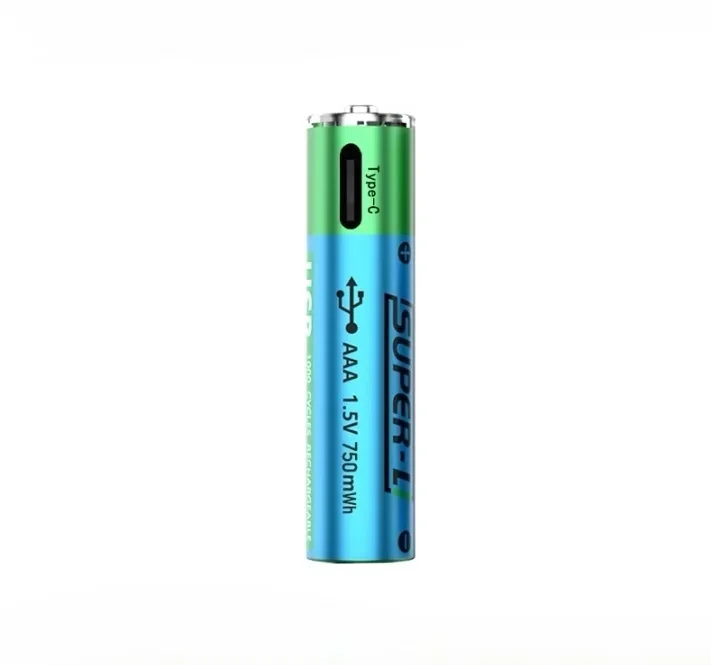 AA Type-C Fast Charging 1.5V 1.2V 750mWh  Rechargeable AAA Li-ion Battery  for  smoke detectors