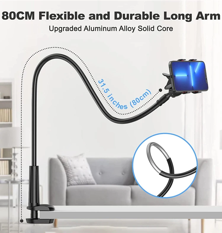 Adjustable Desktop Phone Holder Bed Post Clip Lazy Scalable Flexible Rotatable Tablet Gooseneck Mount Bed Phone Holder for iPad
