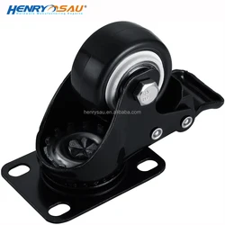 Plant Price Durable No Noise Universal 1.5/2/3 Inch Black PVC Swivel Light Duty Industrial Furniture Caster Wheels with 2 Brakes