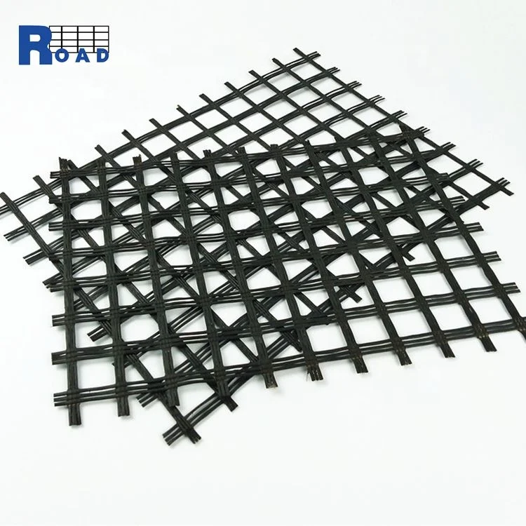 100-200kN glass fiber asphalt geogrid high tensile fiberglass geogrid coated bitumen grid