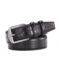 Hot-selling fashion casual pin buckle leather belt mens business crocodile pattern belt JV008