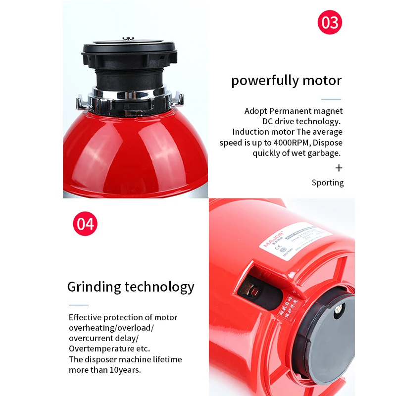 Home Kitchen Bone Crusher Disposer Waste Food Shredder Kitchen Garbage Disposal Processor remote controller