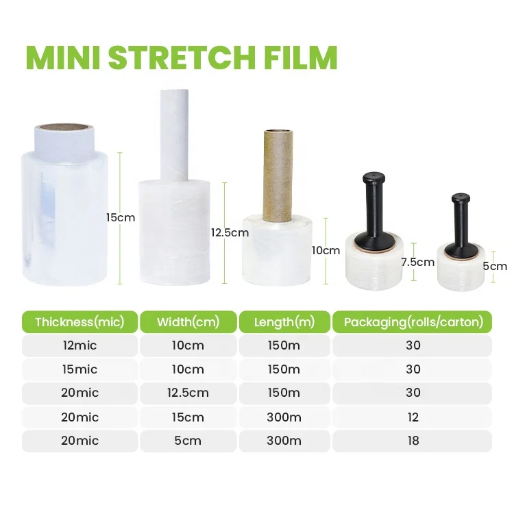 Moving supplies packaging hand mini rollos stretch film clear small stretch wrap