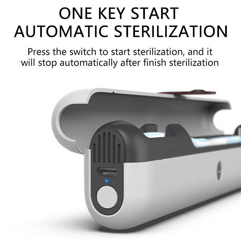 Rechargable USB-C tooth brush Sterilizer Box Cleaner Holder for Electric Toothbrush Heads and Manual Toothbrush