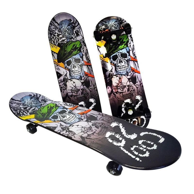 New Technology 28x8inch Shinny Graphic Decks Double Kick Concave Plastic Skateboard With Pvc Wheel Pp Truck Abec-5 Bearing