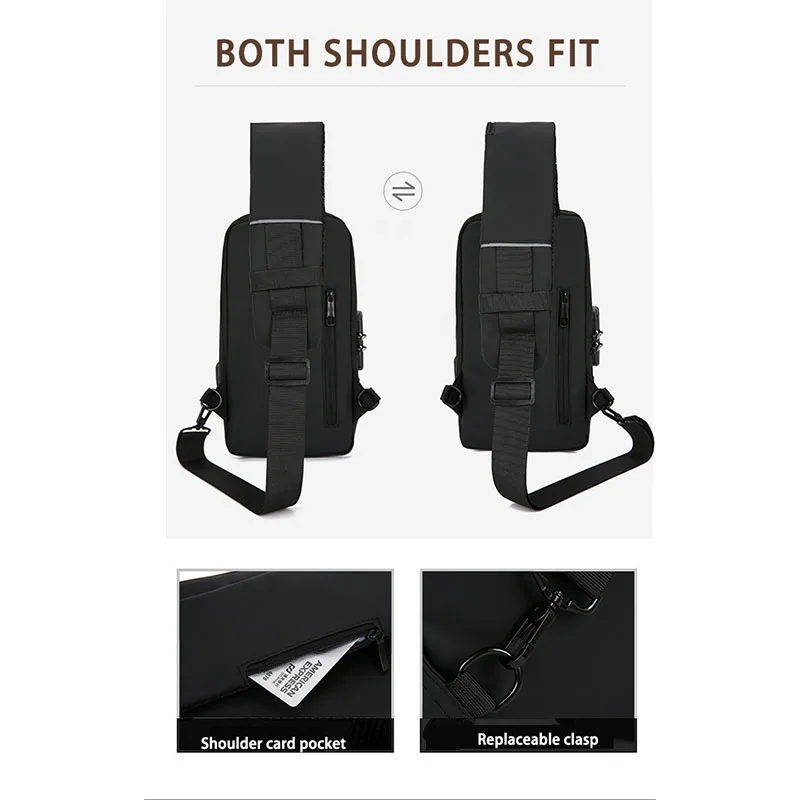 Hot Sale Men Cross body Bags Fashionable Business One Shoulder Chest Bag Waterproof and Anti theft  Chest Sling Bag