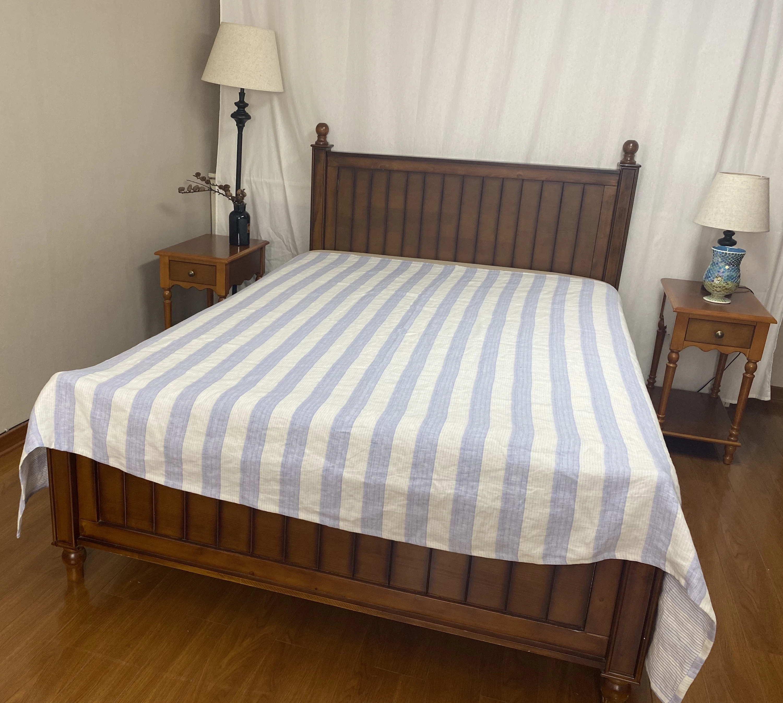 Bulk Production 100% French Linen Bed Sheets Throw Blanket Heavy Weight Reversible Coverlet