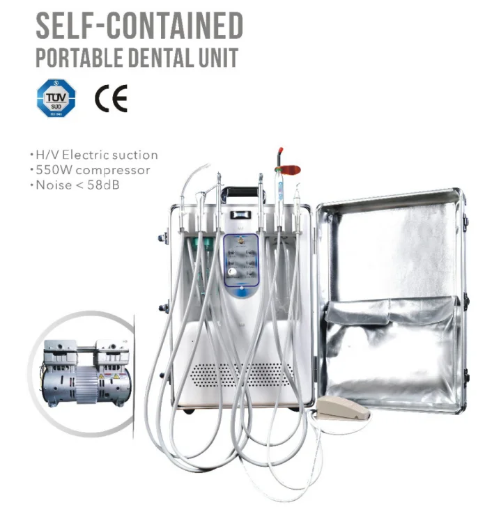 CE Luxury Dentist Home Visiting Clinic Unit Aluminium Portable Dental Unit with Suction Air Compressor