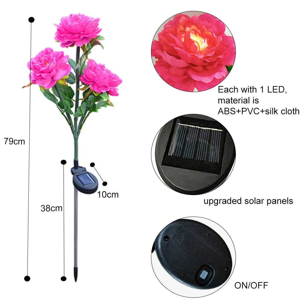 Artificial Home Eternal Solar led light decoration glow in the dark Stabilized Led Bouquet Decor Peony Flower