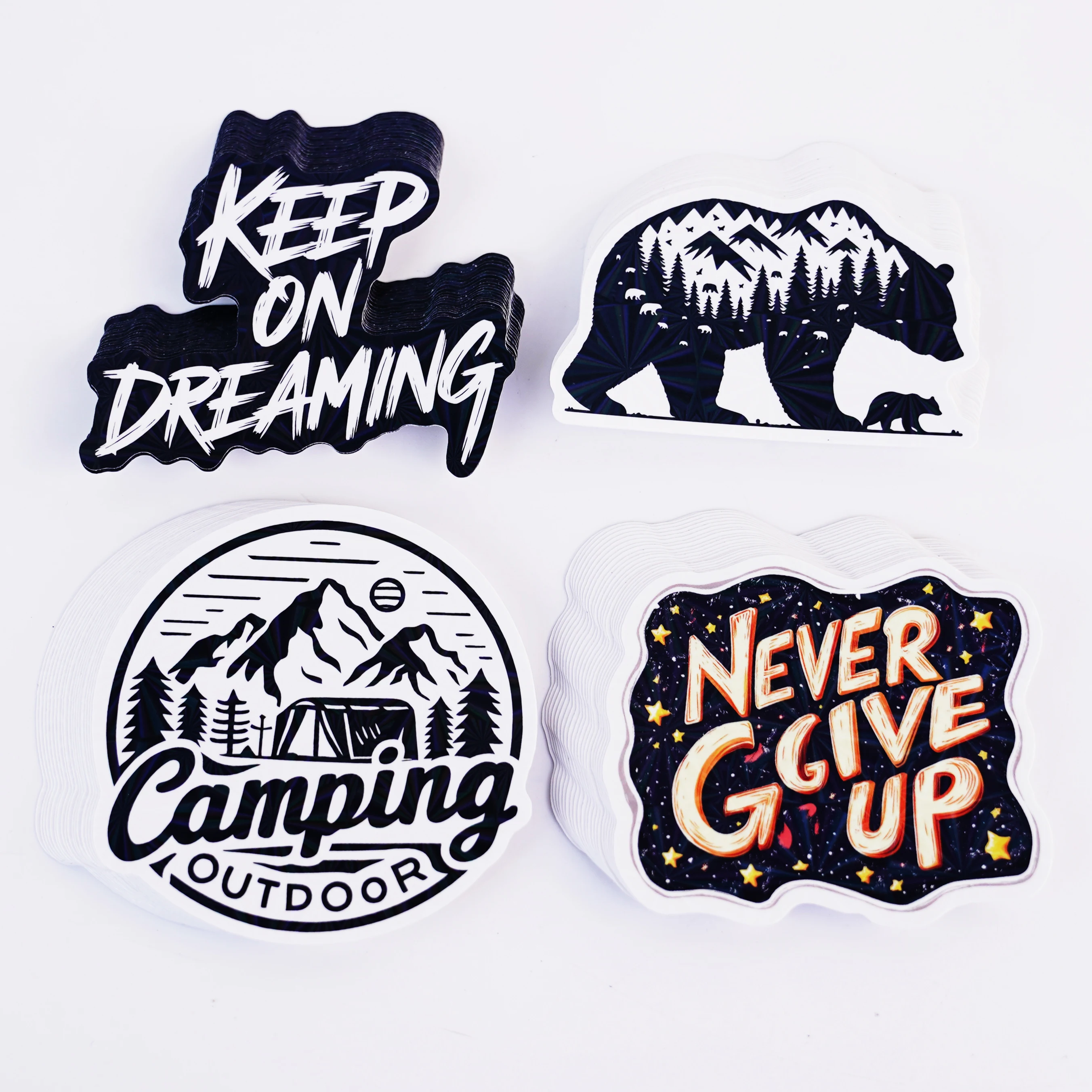 Custom Design Personalized Logo Label Printing Self Adhesive Waterproof PVC Vinyl Cartoon Die Cut Sticker with Holographic Film