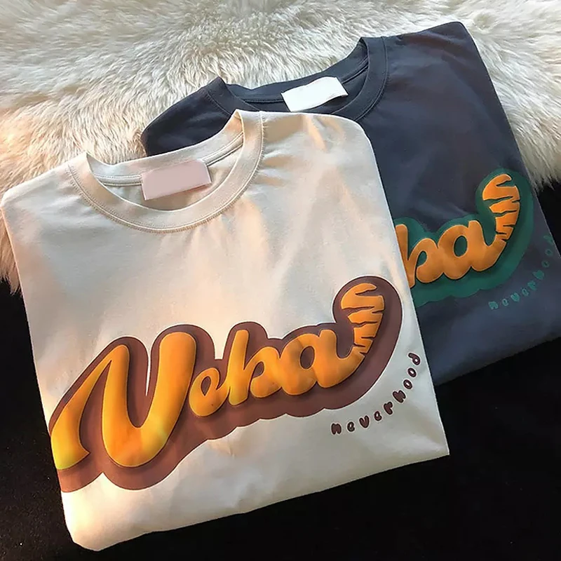 Qianshi Heavyweight 250 Gsm Heavy Cotton 100% T Shirt for Men Logo Tee Unisex Men Custom 3D Foam Puff Print Graphic T Shirt