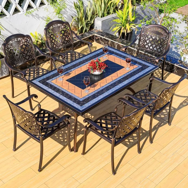 Modern leisure electric barbecue garden outdoor furniture Nordic cast aluminum large grill plastic wood dining tables and chairs