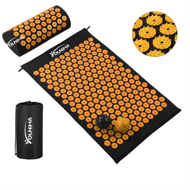 Acupressure Mat with Pillow Acupressure Set for Back and Neck Pain, Fakir Mat Promotes Blood Circulation Nail Mat with Carry Bag