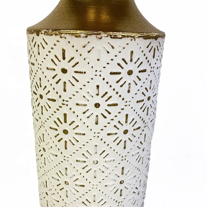 Lander French Country Elegant Gold Floor Metal Table Vase Decor Flower Pot