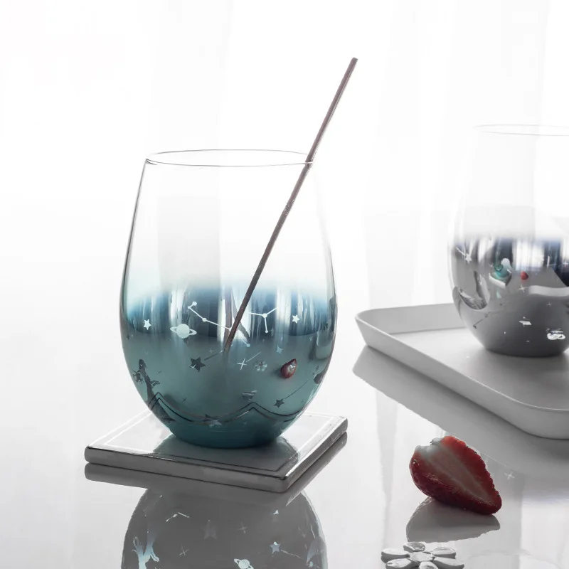 550ML Glass Heat-resistant Star Sky Cup Glassware Drinking Glasses for Water Juice Beer stemless wine glass