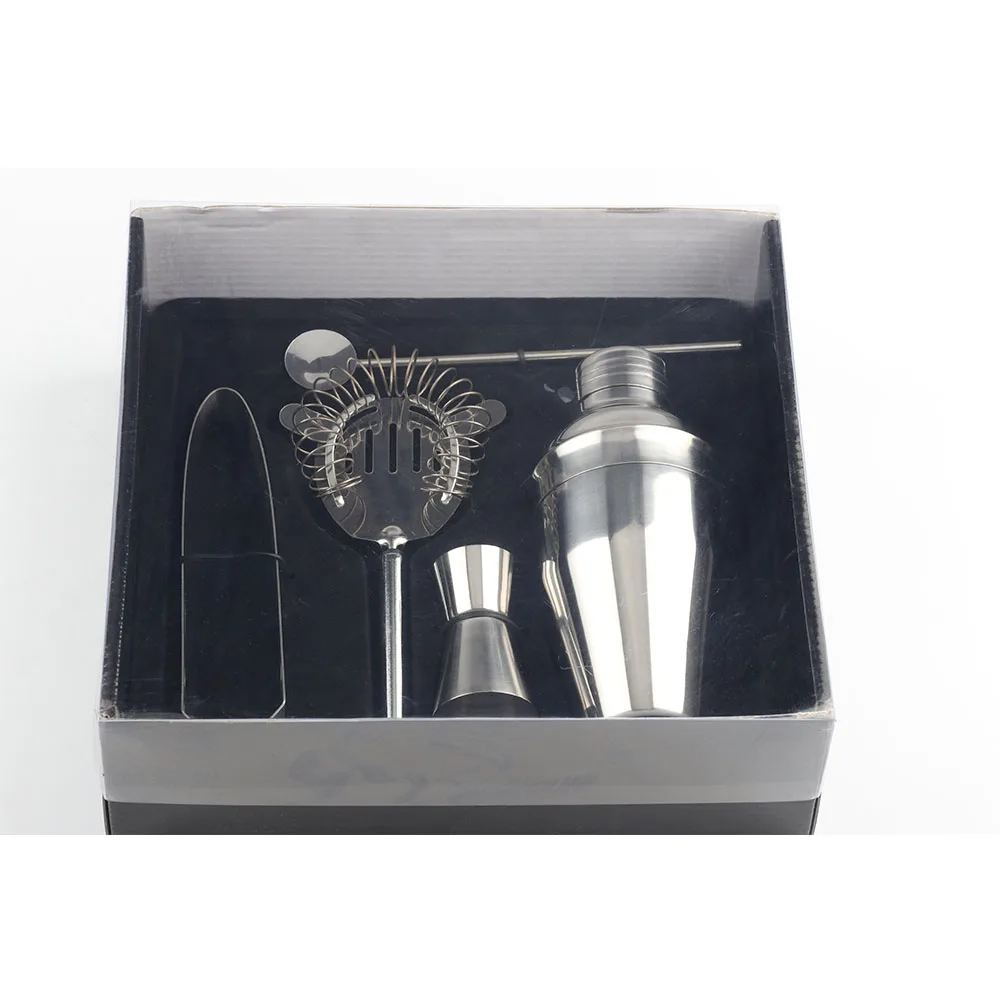 Amazon Hot Sale Custom Logo Bar Tools Flocking Set Stainless Steel Cocktail Shaker Japanese Style Cocktail Shaker