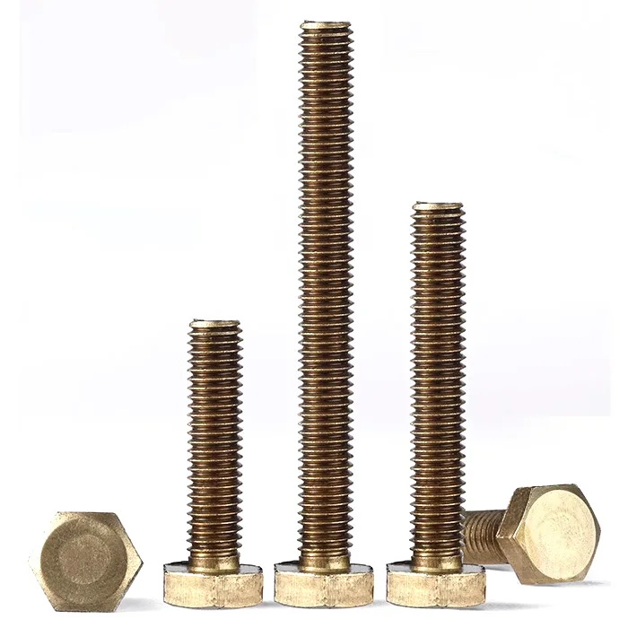 High Quality D933 brass Hex Head Bolts Flat Hex Head Full Thread Copper plated Brass  hex Bolts Hexagon Screws