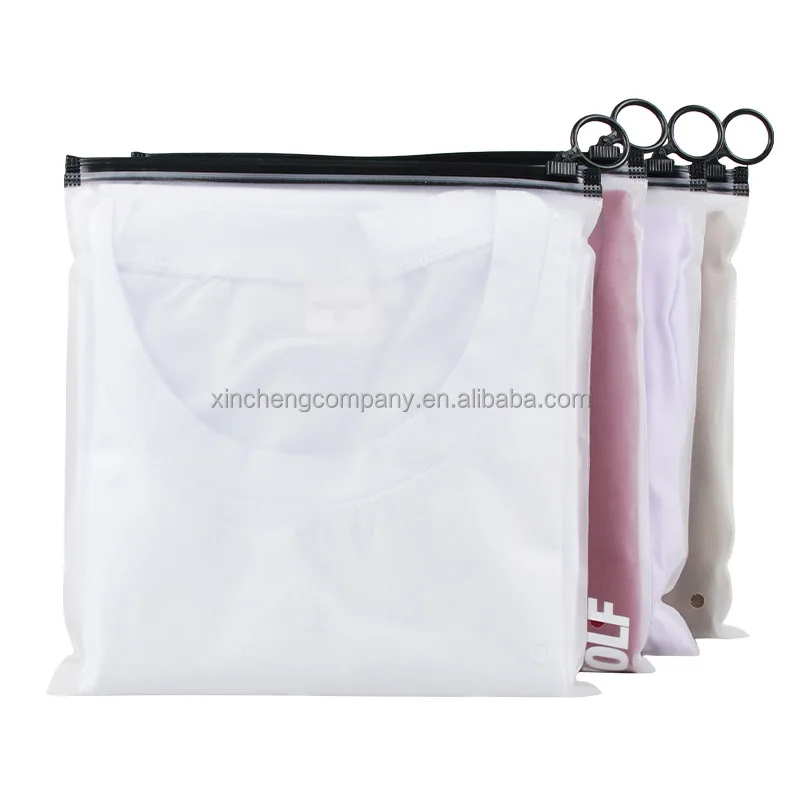 Custom frosted plastic zipper bag matte white plastic zipper bag high quality plastic vinyl zipper bag