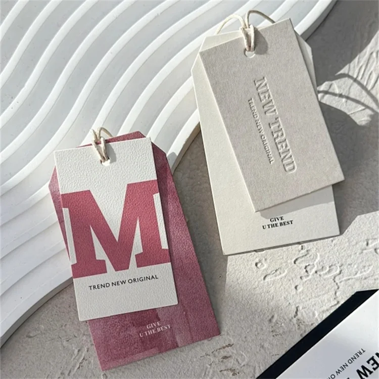 Custom Luxury Logo Recycled Swing Vanilla Paper Hang Tag Logo Text Tags Clothing Swing Tag Natural Hangtags For Handmade Items