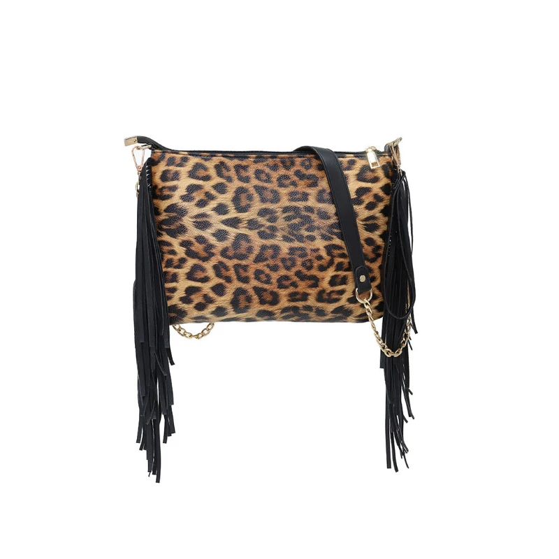 
Wholesale Leopard Women Fringe PU Clutch Fashionable New Tassels Crossbody Bags Lady Shoulder Bags 