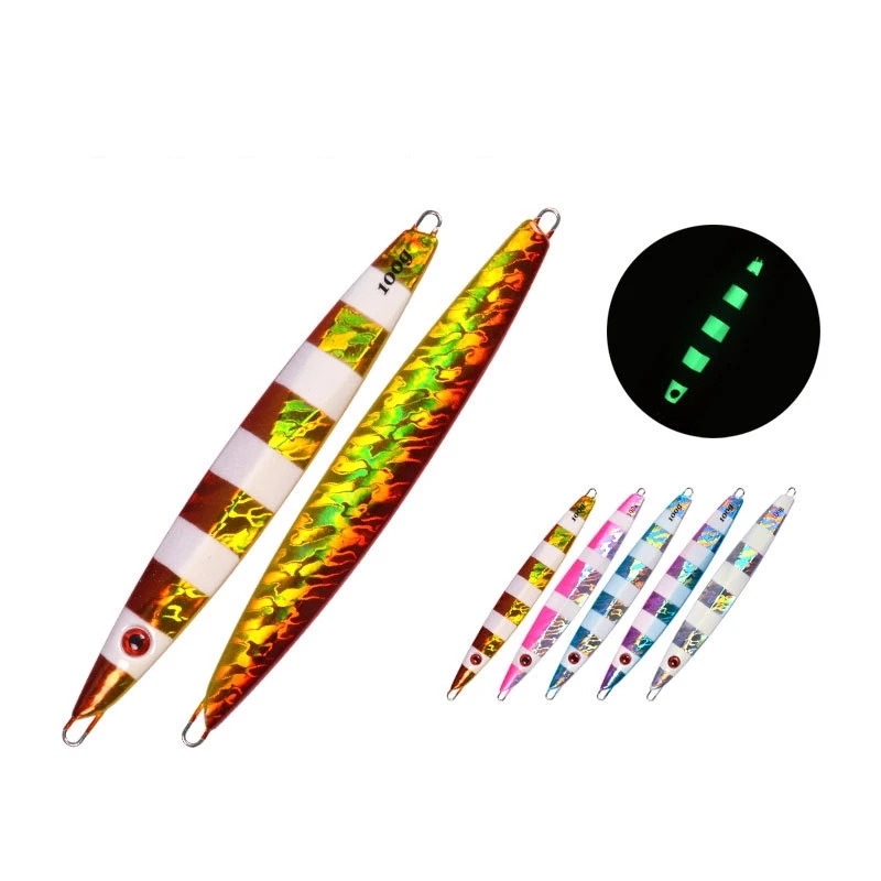 Top Right 80g 100g 120g 150g 300g Jig063 Lead Fishing Metal Luminous Hard Slow Pitch Jigging Lure For Saltwater Boat Fishing