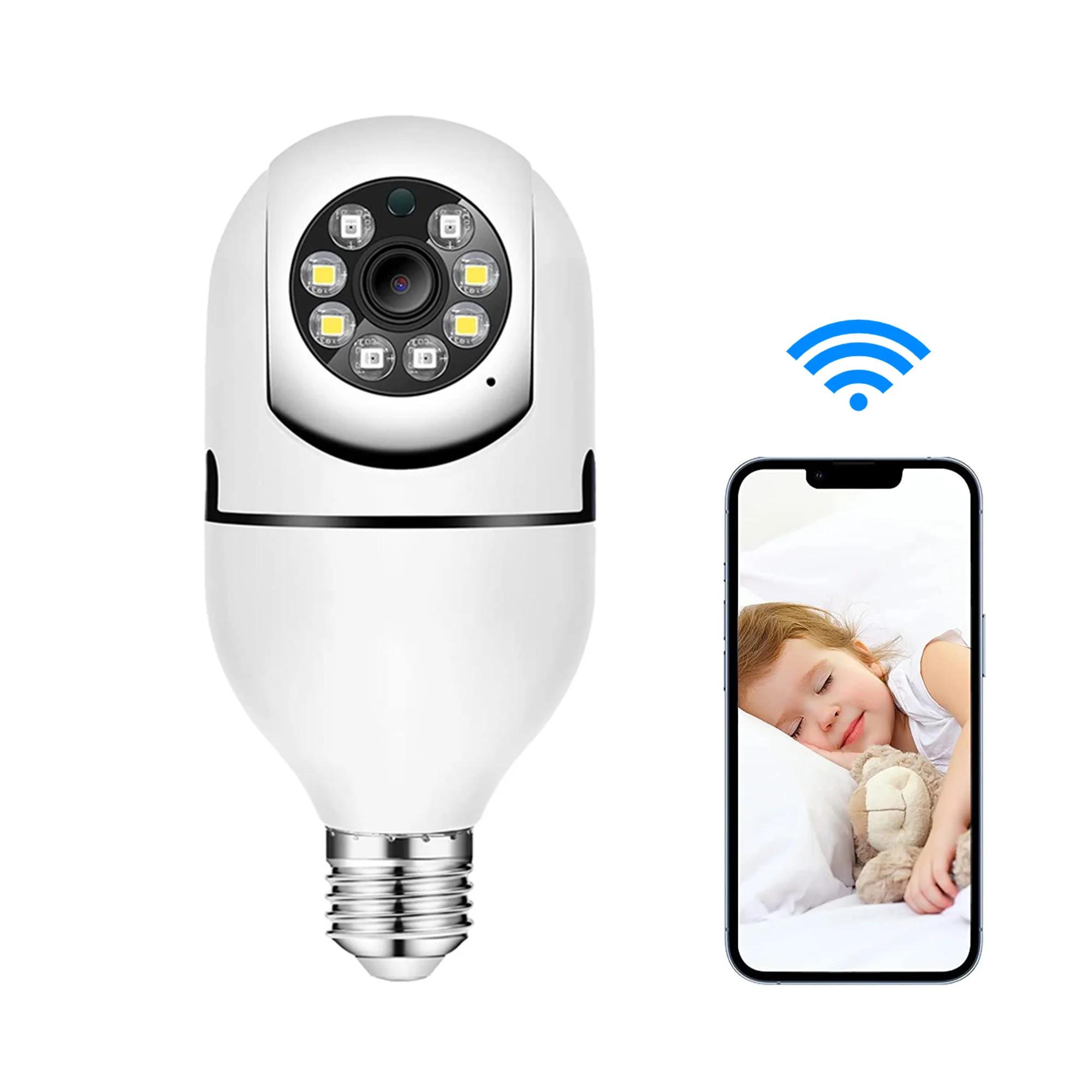 1080p High definition night vision wireless bulb lamp camera auto tracking 360 degree wifi cctv security light bulb ptz camera