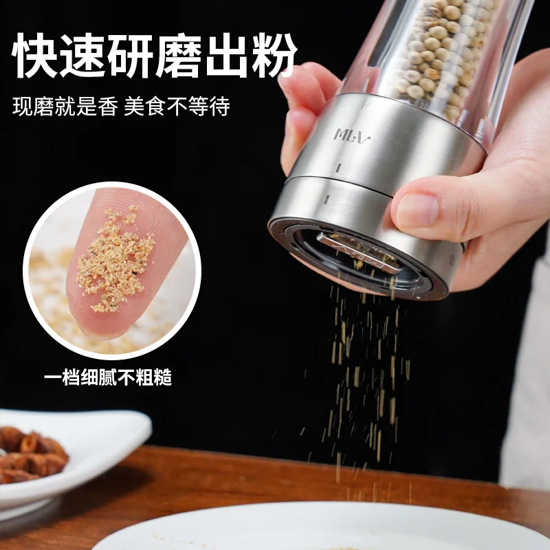 High Quality Stainless Steel and Acrylic Plastic Salt Adjustable Pepper Mill and Salt Mill Pepper Grinder