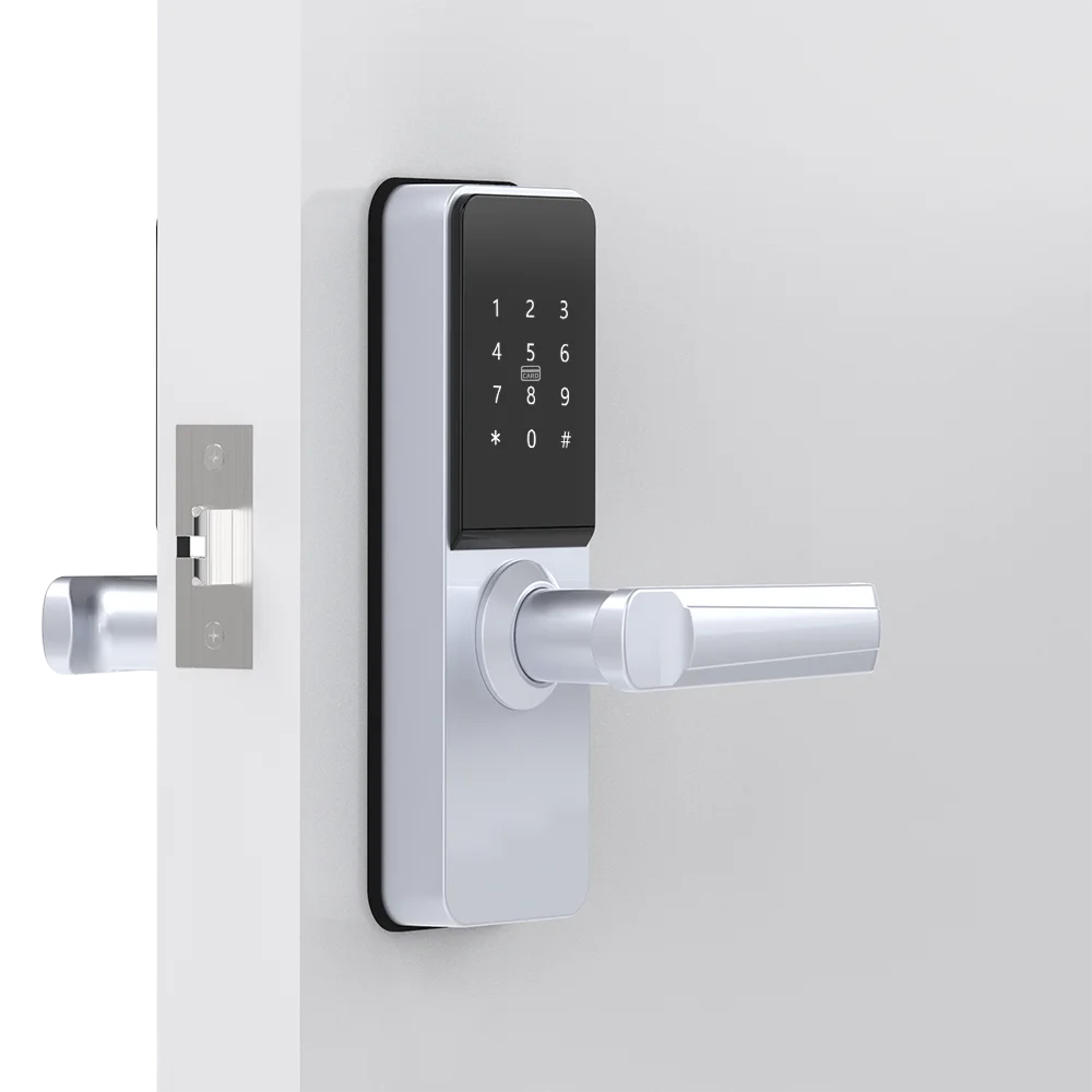 Waterproof Electric Rim Lock Card Fingerprint Smart Lock Silver AAA Steel Key Cylinder Stainless Battery Electronic Color Bronze