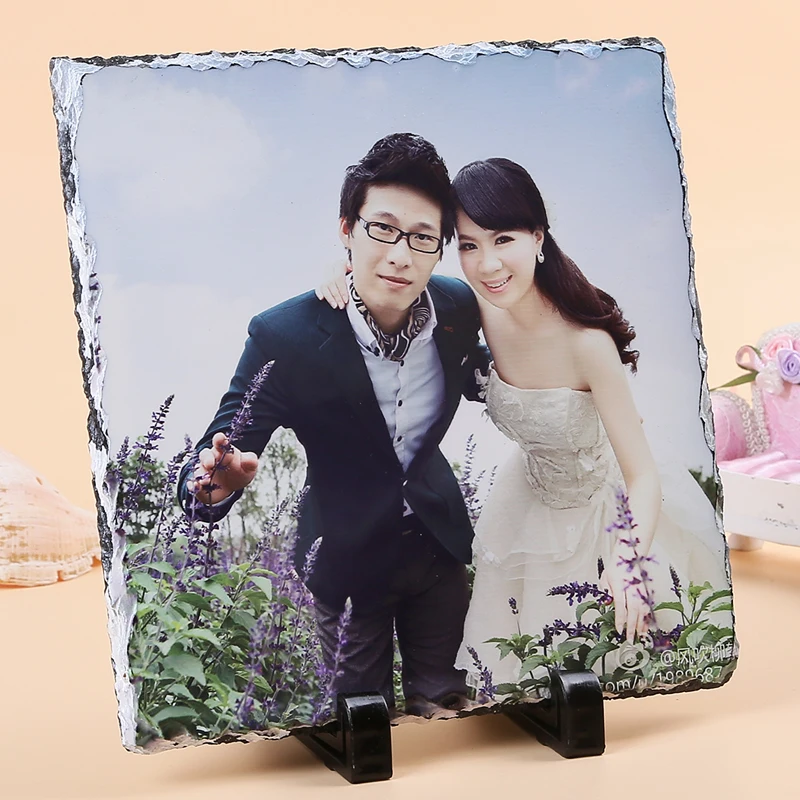 Customized 15*15cm Rectangle Blank Sublimation Coated Photo Slate Rocks