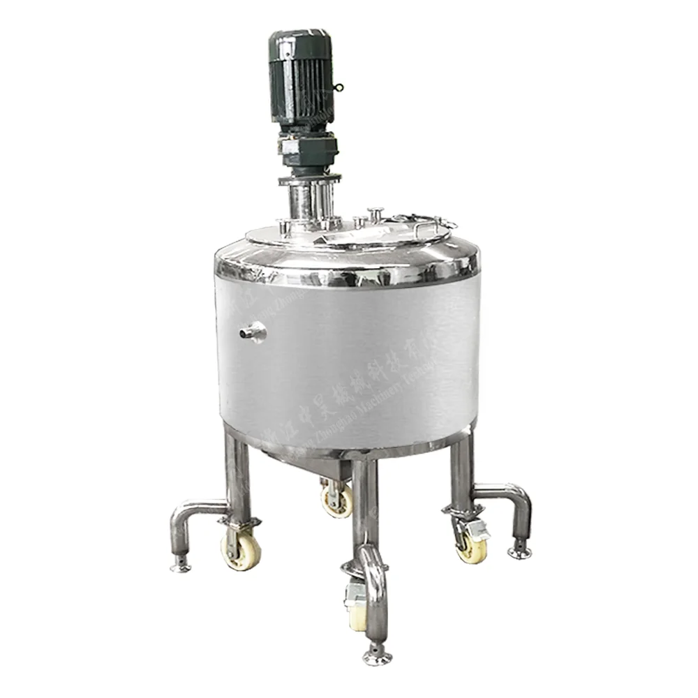 Stainless Steel Movable Stirring Tank Reactor Honey Production Equipment Chemical Disinfection Solvent Mixing Tank with Wheel