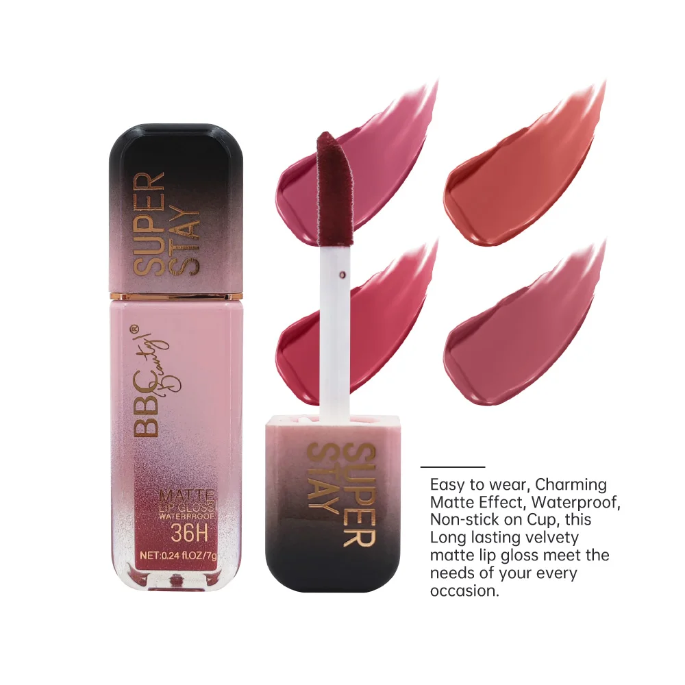 BBC lipsticks matte quality pigmented lip glaze gel lip tint stain 36h long-lasting non-stick 7g