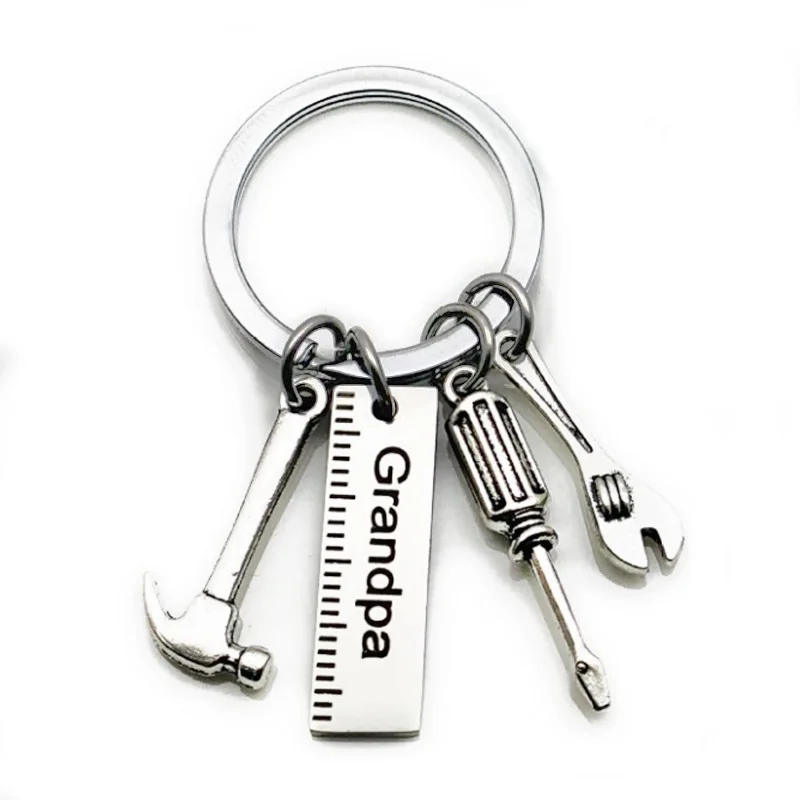 YUWEI Stainless Steel DIY Key Chain  Hammer Screwdriver Spanner Papa Dad Tools Fathers Day Gift Keychain