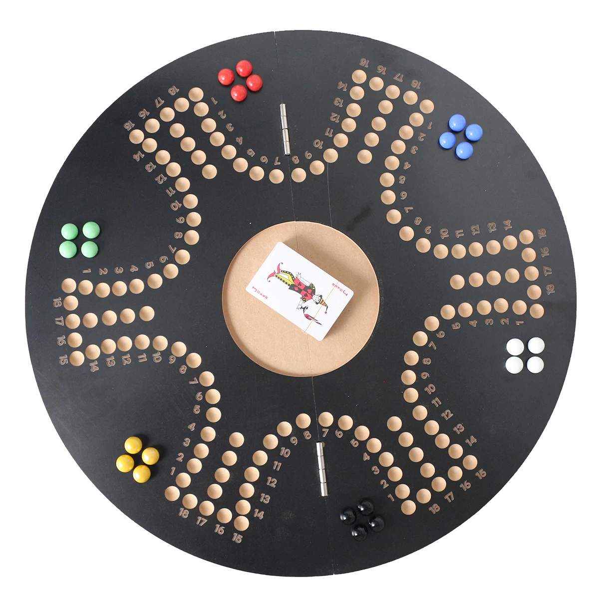 Foldable Original Marble Board Game Strategy Competitive 2-6 Player Fast Track Wooden with 6 Colors 24 Marbles 6 Dice Game Set