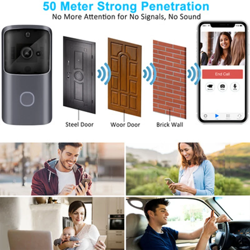M10 Smart Life WIFI Doorbell Camera Smart Home Video Intercom IP Doorbell Wireless Remote Doorbell Camera 720P HD Night Vision