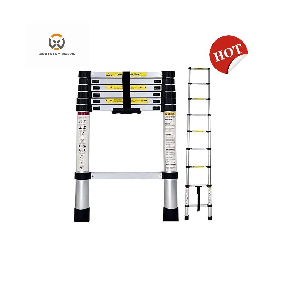 Portable Aluminum Telescopic Stair Ladder Material Thickness 1.5mm Max Loading 150kgs